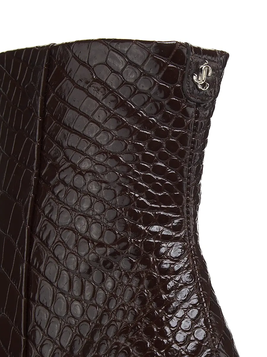 Jimmy Choo Women's Frankie 85MM Embossed Leather Booties - Chocolate | Thumbnail 5 Jimmy Choo Women's Frankie 85MM Embossed Leather Booties - Chocolate | Thumbnail 5