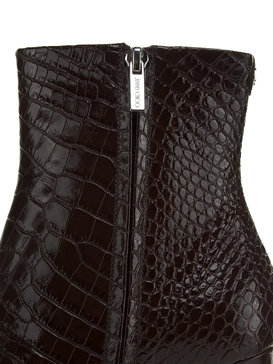Jimmy Choo Women's Frankie 85MM Embossed Leather Booties - Chocolate | Thumbnail 6 Jimmy Choo Women's Frankie 85MM Embossed Leather Booties - Chocolate | Thumbnail 6