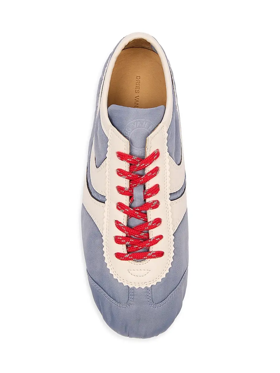 Dries Van Noten Women's Nylon Leather-Trimmed Sneakers - Light Blue | Thumbnail 4 Dries Van Noten Women's Nylon Leather-Trimmed Sneakers - Light Blue | Thumbnail 4