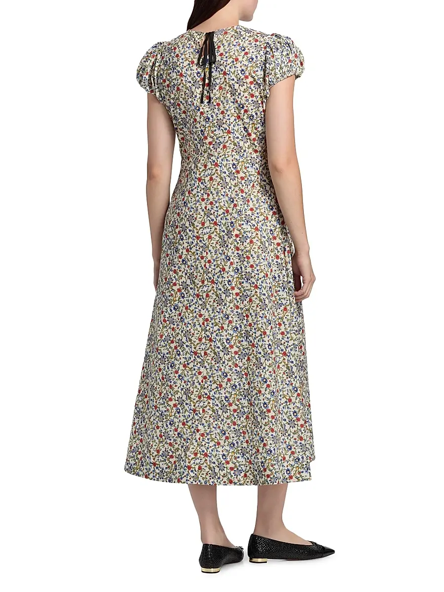 DÔEN Women's Rhodia Floral Cotton Midi-Dress - Creme Prairie De Montagne | Thumbnail 5