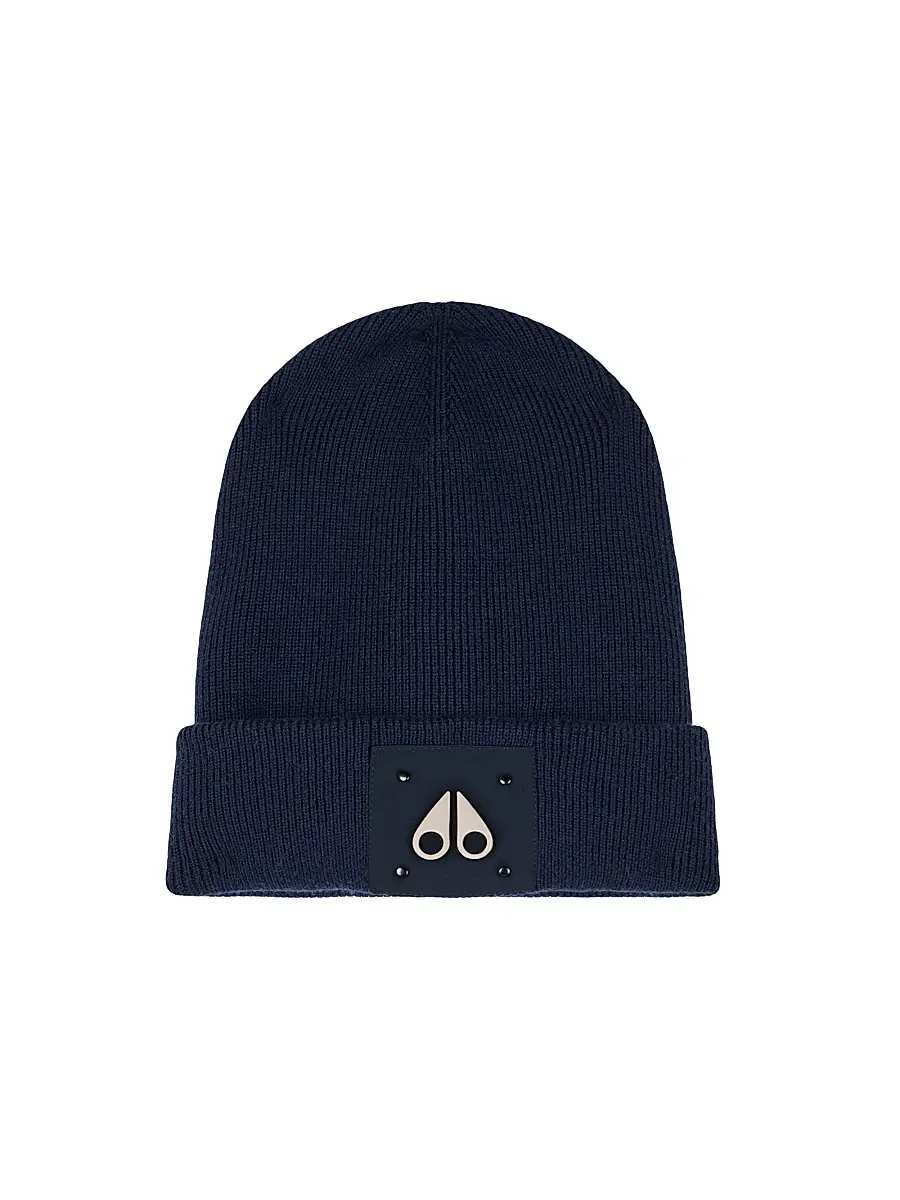 Moose Knuckles Men's Neige Wool Beanie - Navy | Image 1 Moose Knuckles Men's Neige Wool Beanie - Navy | Image 1