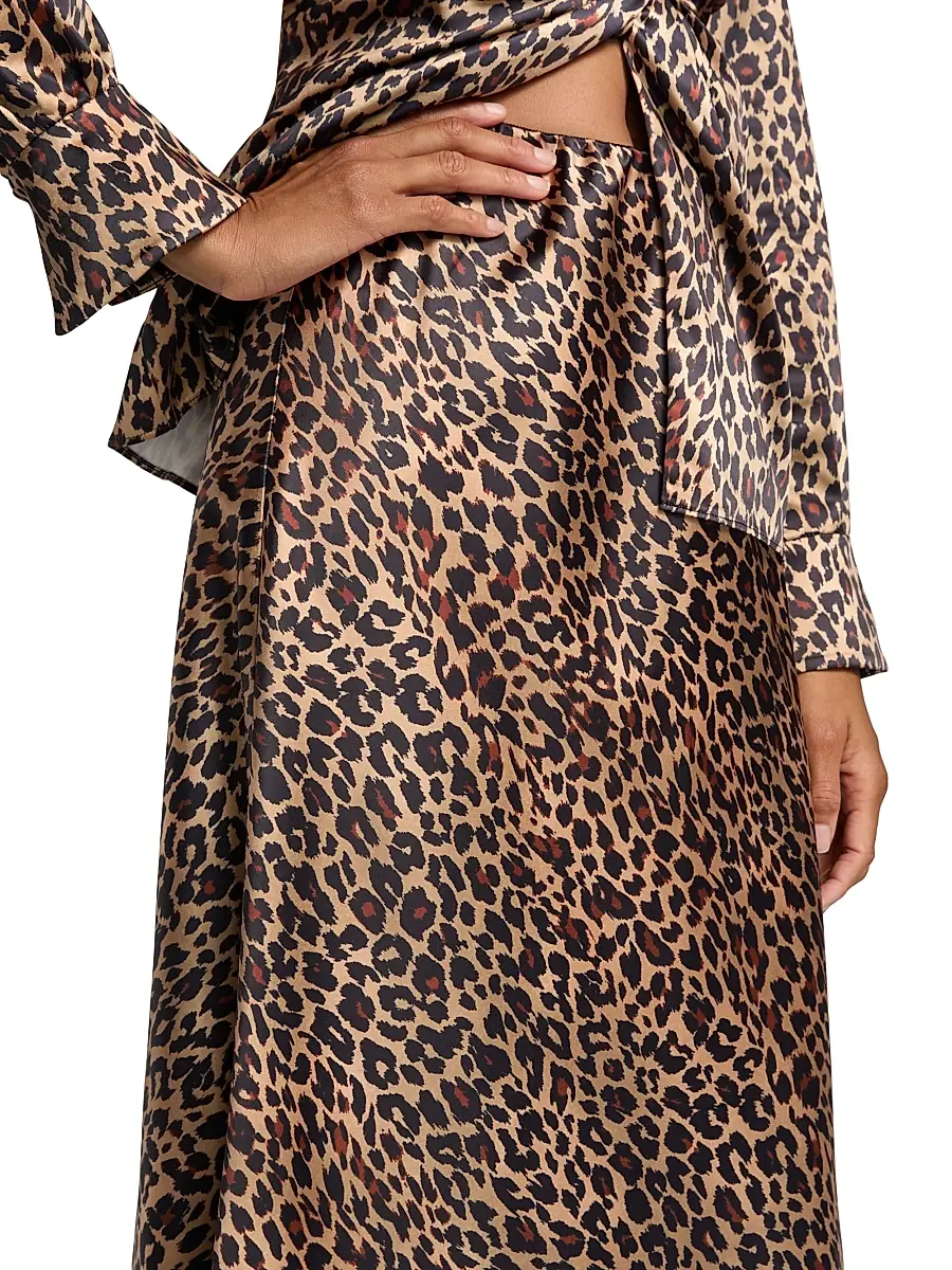 Toccin Women's Viv Leopard-Print Satin Maxi Slip Skirt | Thumbnail 6 Toccin Women's Viv Leopard-Print Satin Maxi Slip Skirt | Thumbnail 6