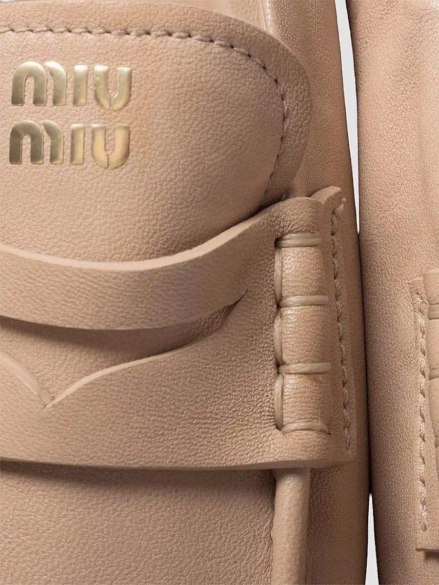 Miu Miu Women's Ruches Nappa Leather Loafers | Thumbnail 2