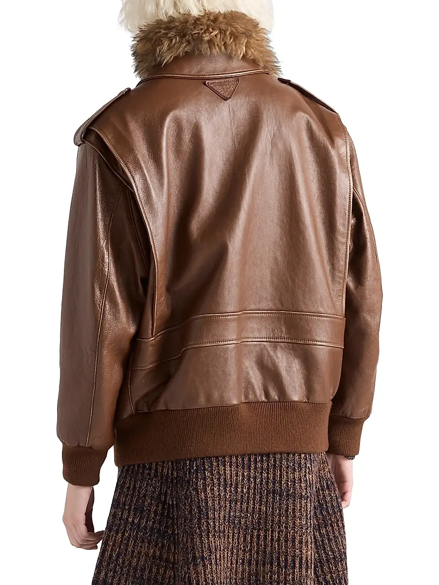 Prada Women's Nappa Leather Bomber Jacket | Thumbnail 3