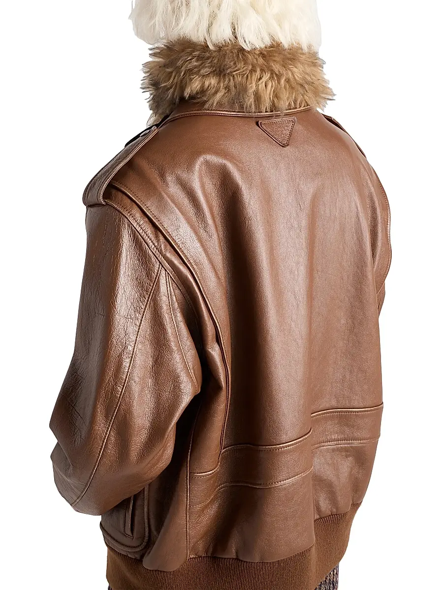 Prada Women's Nappa Leather Bomber Jacket | Thumbnail 4