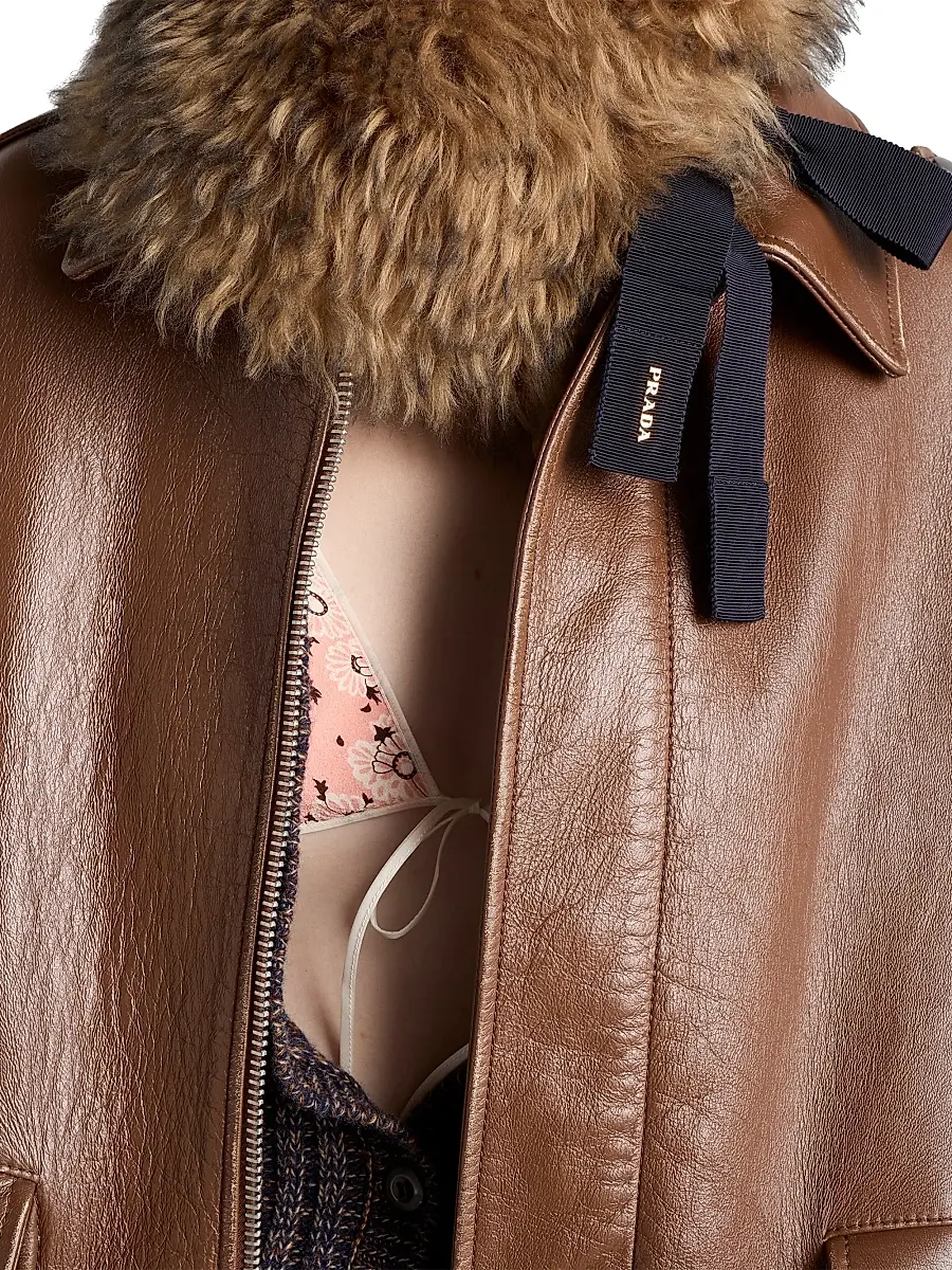 Prada Women's Nappa Leather Bomber Jacket | Thumbnail 6