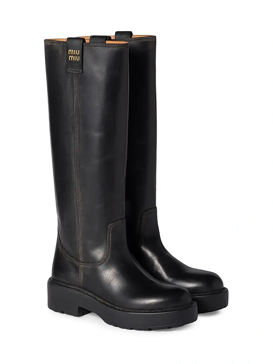 Miu Miu Women's Leather Boots - Black | Thumbnail 2 Miu Miu Women's Leather Boots - Black | Thumbnail 2