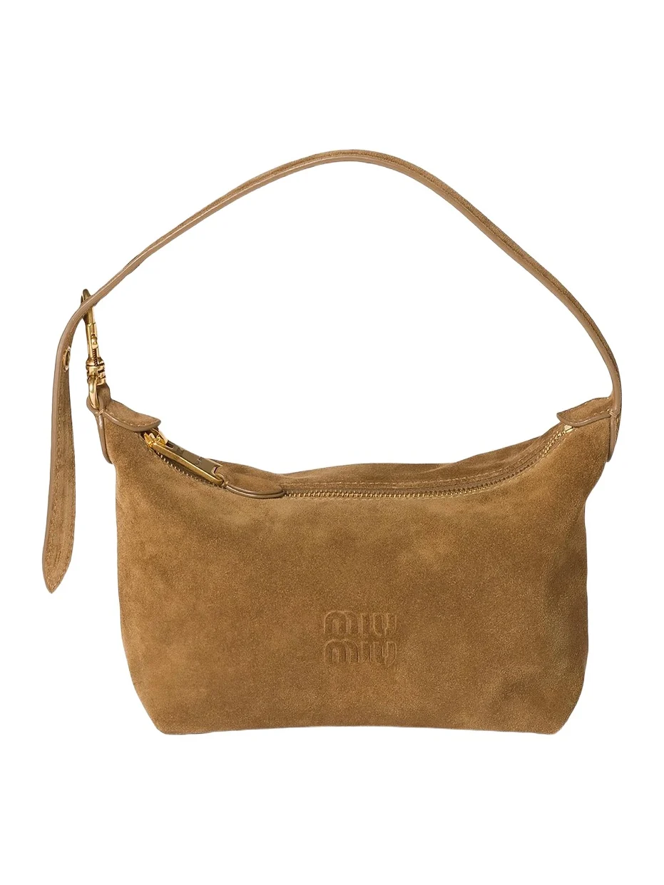 Women's Suede Pouch Top Handle Bag