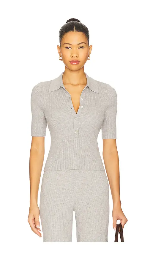 525 America Ginny Short Sleeve Polo Collar Top | Image 1 525 America Ginny Short Sleeve Polo Collar Top | Image 1