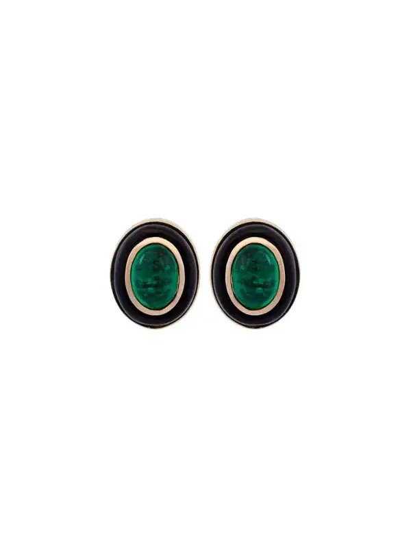 1.40ct Emerald Onyx 14K Gold Stud Earrings 1.40ct Emerald Onyx 14K Gold Stud Earrings