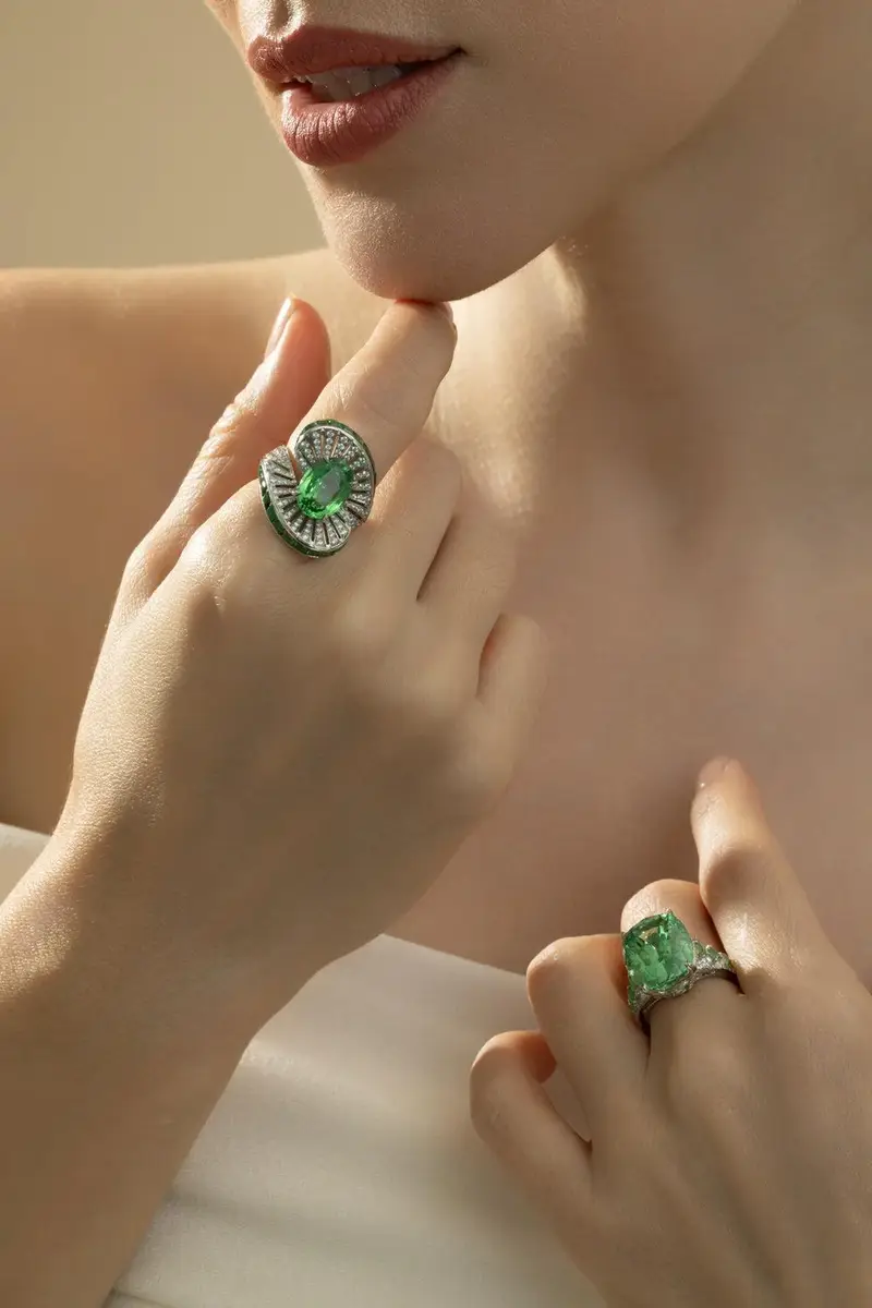 CICADA Glossular Garnet Art Deco Ring | Thumbnail 2