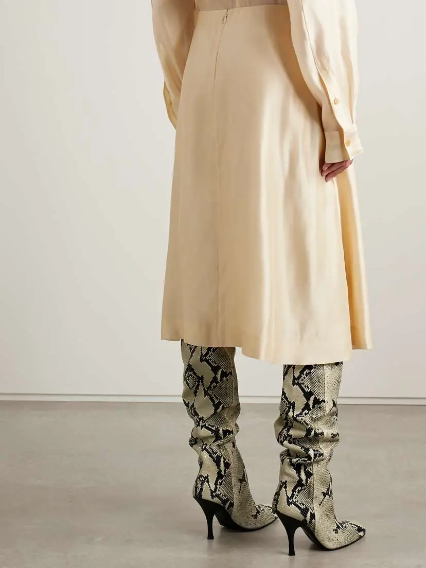 Khaite Nania Satin-twill Midi Skirt | Thumbnail 4 Khaite Nania Satin-twill Midi Skirt | Thumbnail 4