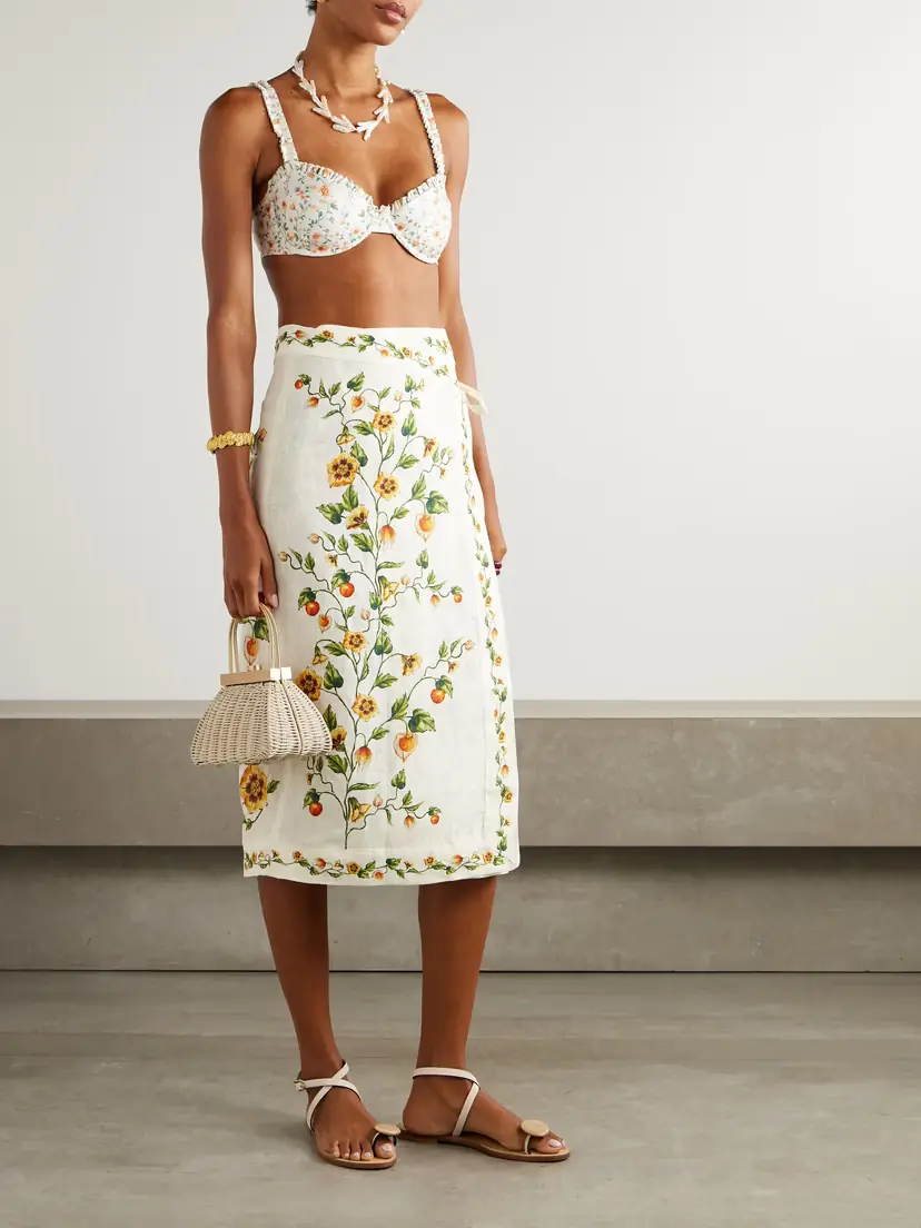 Agua by Agua Bendita Luna Floral-print Linen Midi Wrap Pareo | Thumbnail 2 Agua by Agua Bendita Luna Floral-print Linen Midi Wrap Pareo | Thumbnail 2