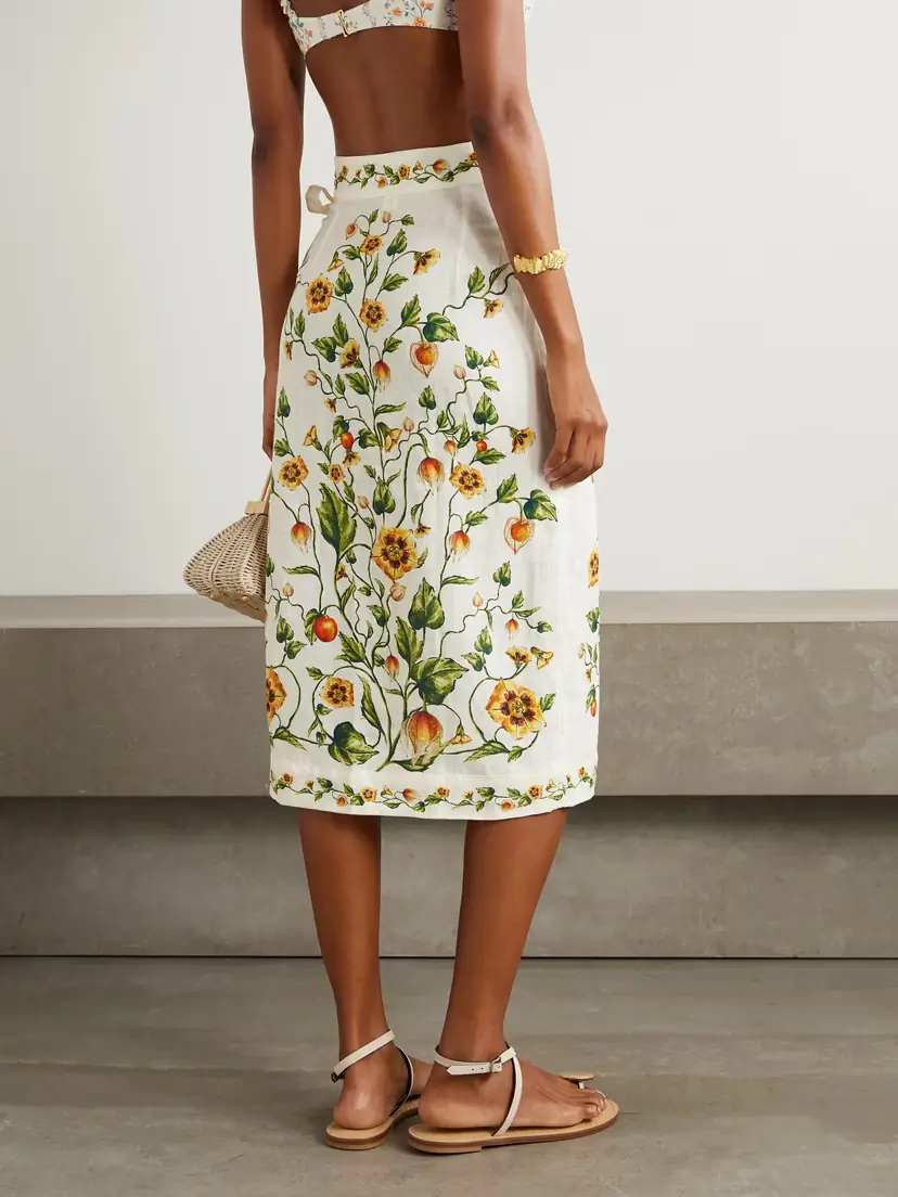 Agua by Agua Bendita Luna Floral-print Linen Midi Wrap Pareo | Thumbnail 3 Agua by Agua Bendita Luna Floral-print Linen Midi Wrap Pareo | Thumbnail 3