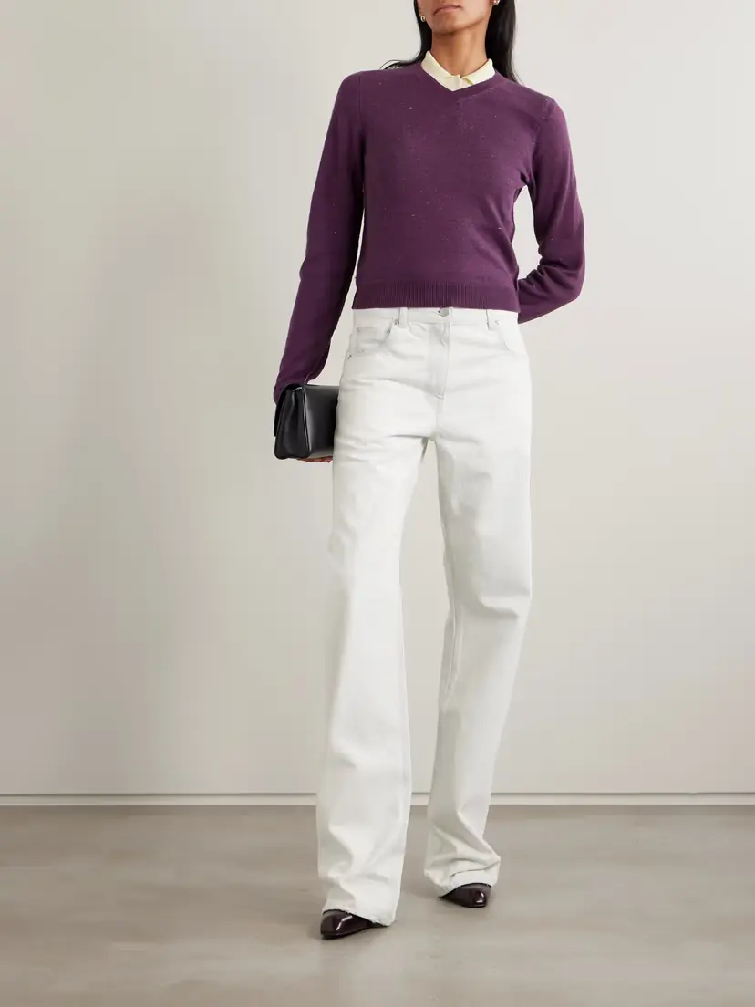 Calvin Klein Collection Celia Cropped Linen, Cashmere And Cotton-blend Sweater | Thumbnail 2 Calvin Klein Collection Celia Cropped Linen, Cashmere And Cotton-blend Sweater | Thumbnail 2