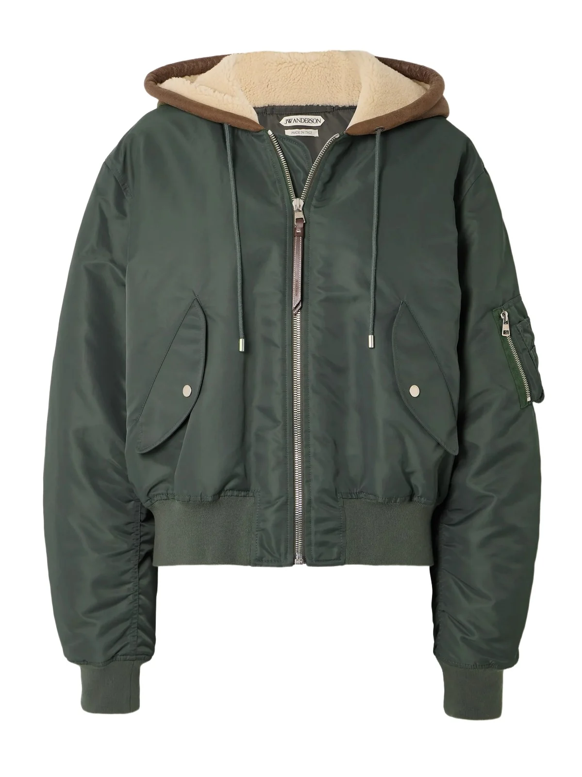 Hooded Padded Shell And Shearling Bomber Jacket Hooded Padded Shell And Shearling Bomber Jacket