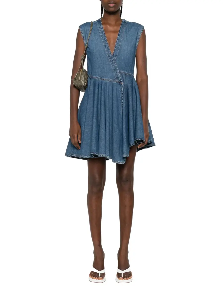 ALAÏA Sleeveless Denim Wrap Dress | Thumbnail 2