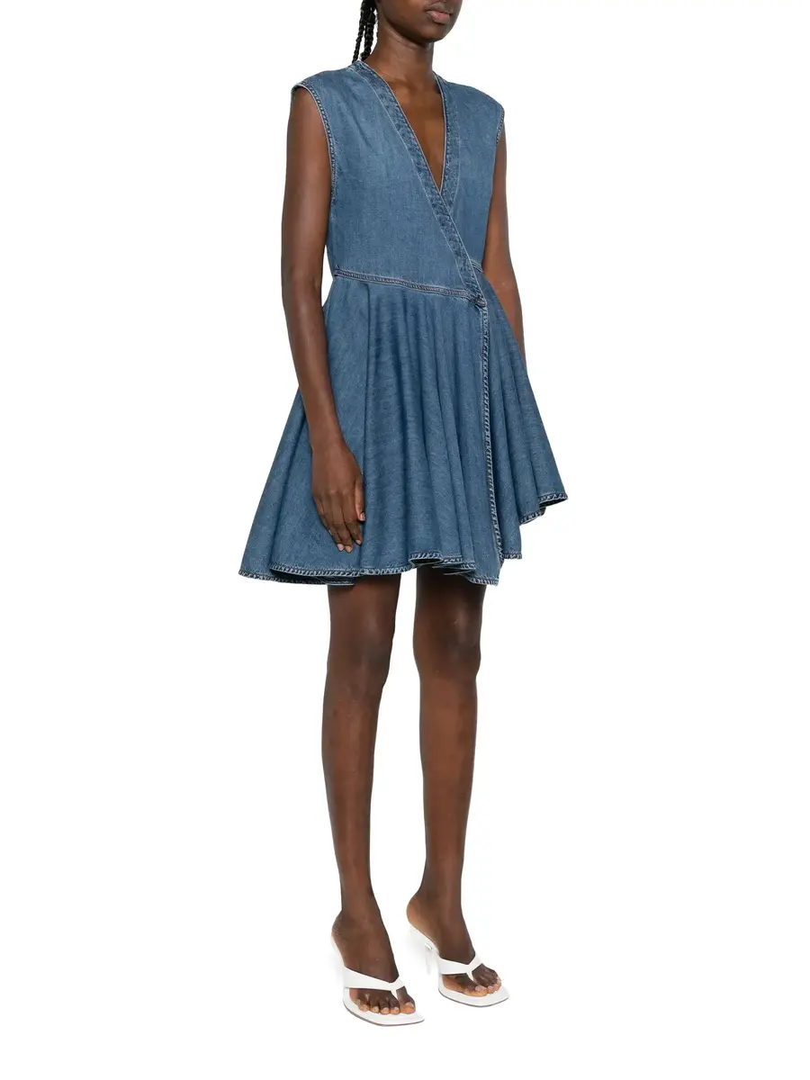 ALAÏA Sleeveless Denim Wrap Dress | Thumbnail 3