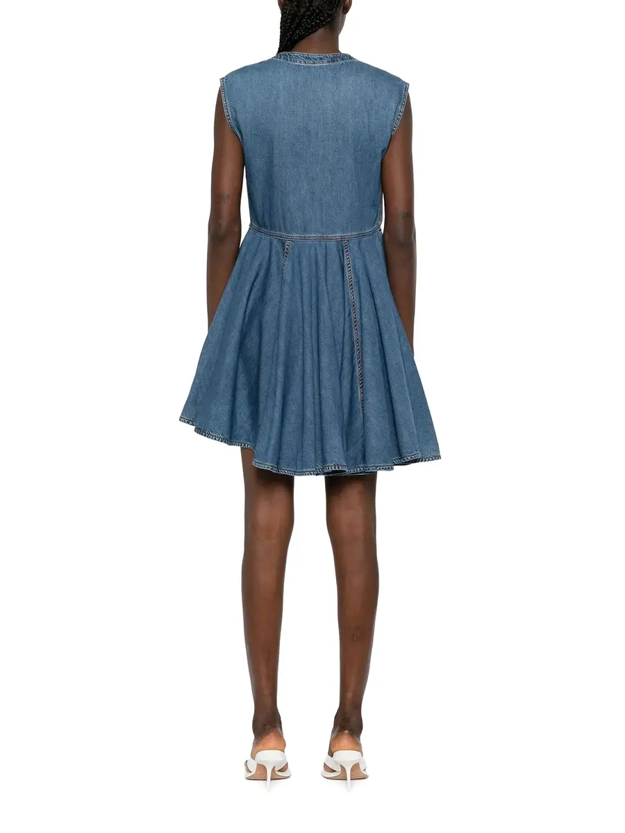 ALAÏA Sleeveless Denim Wrap Dress | Thumbnail 4