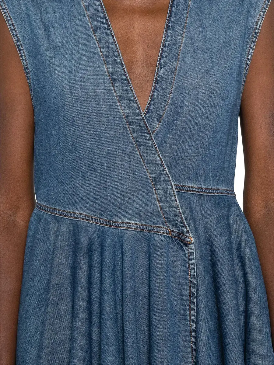 ALAÏA Sleeveless Denim Wrap Dress | Thumbnail 5