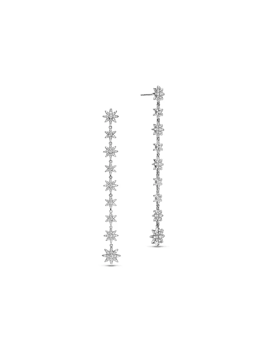 David Yurman Women's Starburst Drop Earrings in 18K White Gold with Diamonds, 70.9MM - Diamond | Thumbnail 3 David Yurman Women's Starburst Drop Earrings in 18K White Gold with Diamonds, 70.9MM - Diamond | Thumbnail 3