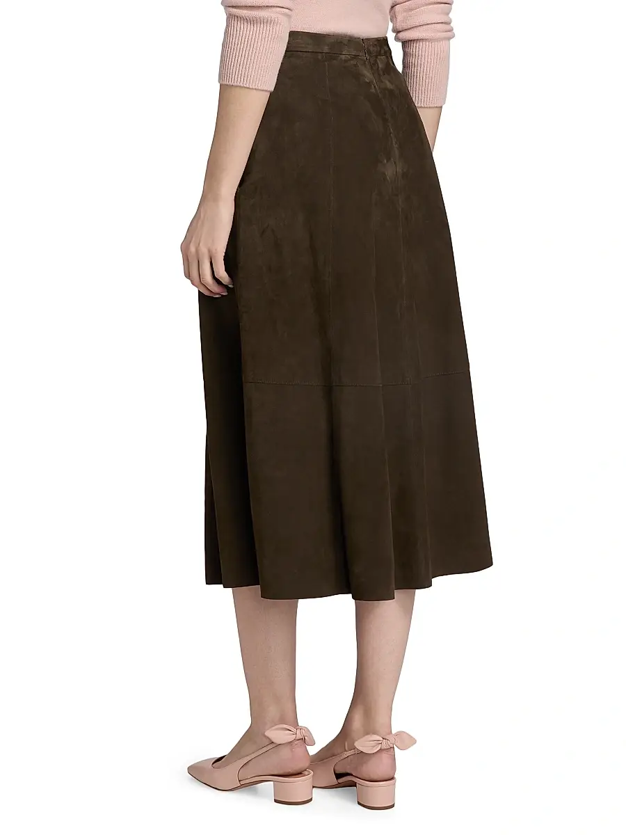 Vince Women's Flared Suede Midi-Skirt | Thumbnail 5