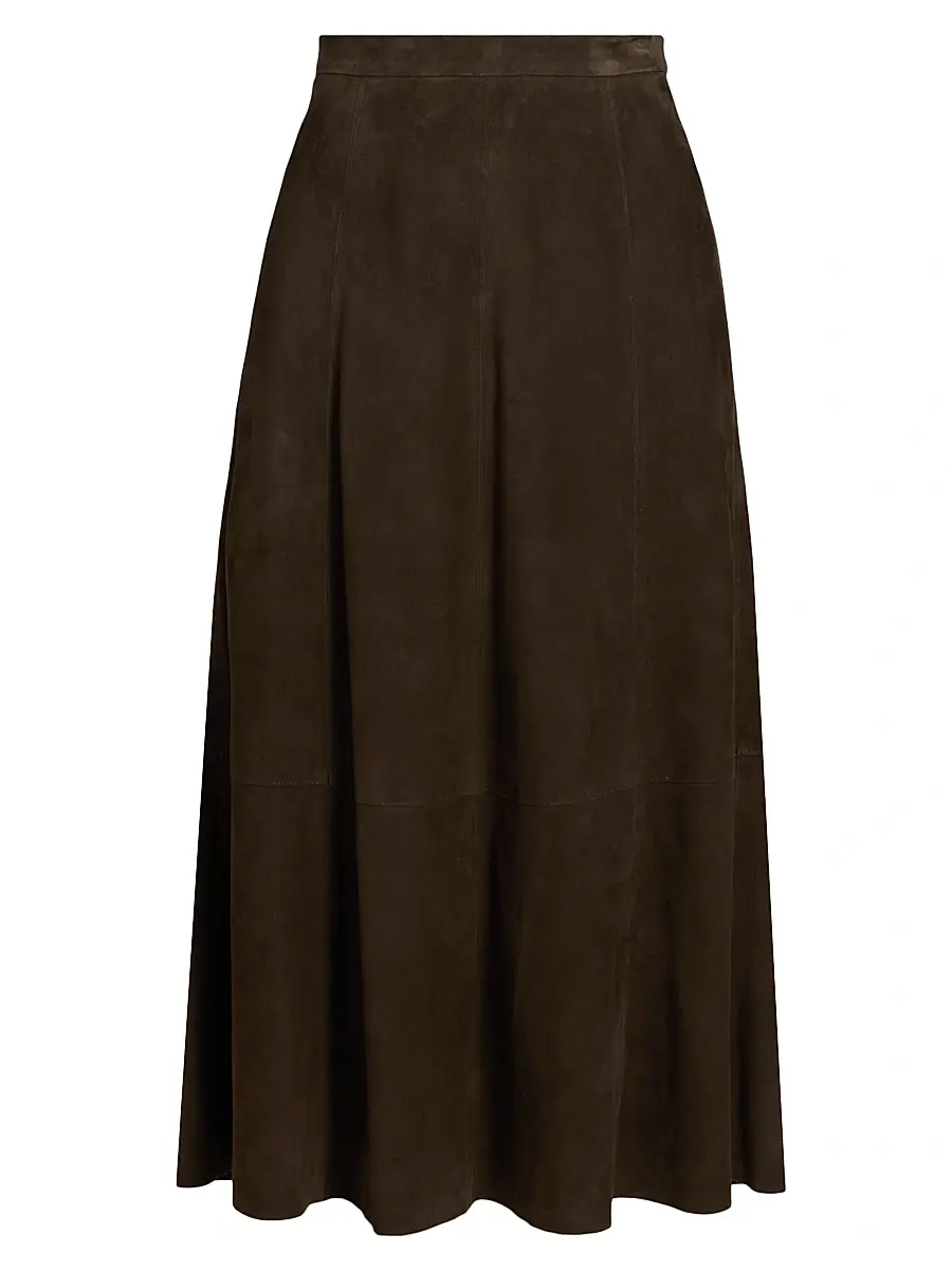 Vince Women's Flared Suede Midi-Skirt