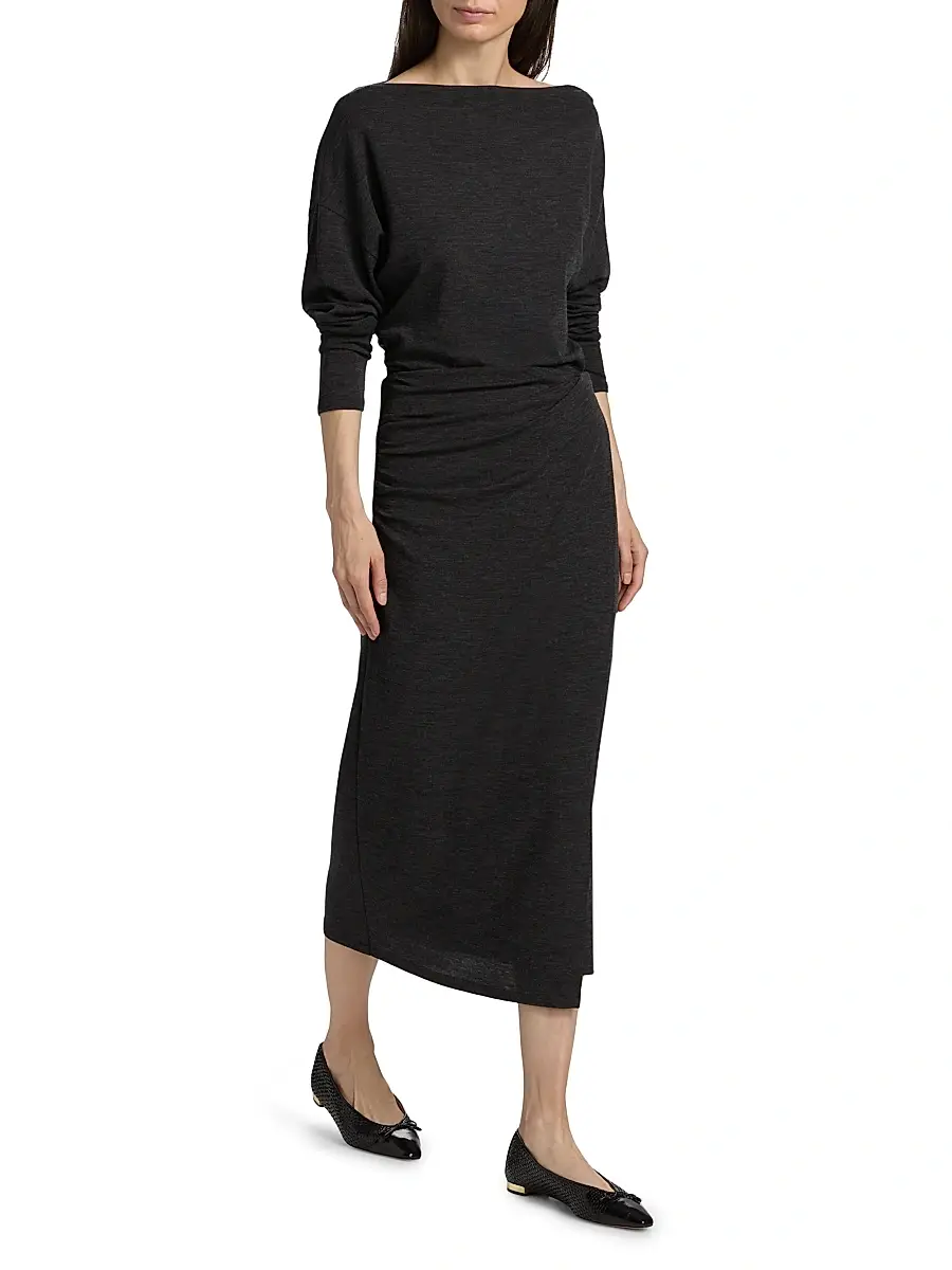 Vince Women's Draped Wool-Blend Midi-Skirt | Thumbnail 2