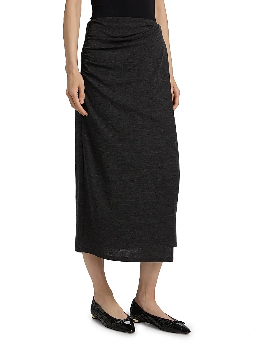 Vince Women's Draped Wool-Blend Midi-Skirt | Thumbnail 3