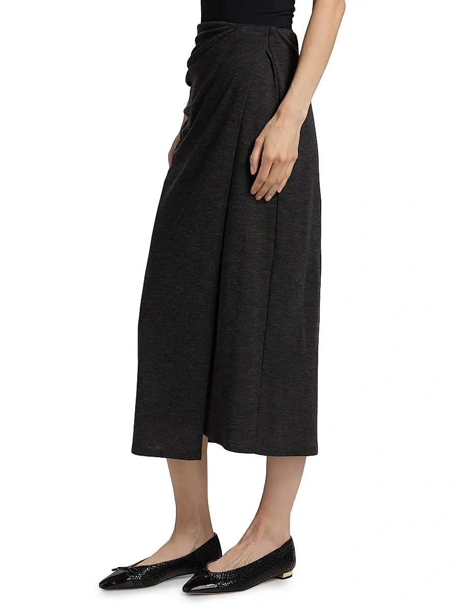 Vince Women's Draped Wool-Blend Midi-Skirt | Thumbnail 4