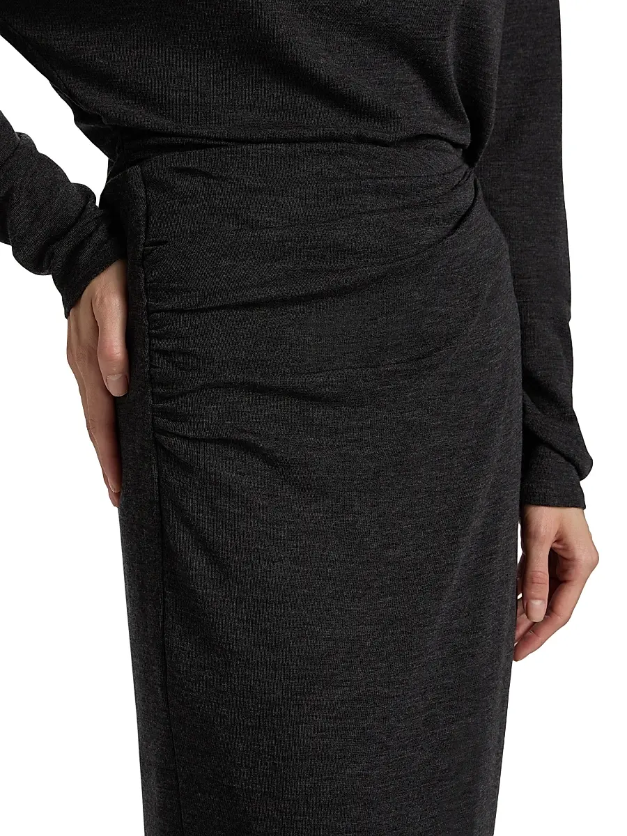 Vince Women's Draped Wool-Blend Midi-Skirt | Thumbnail 6