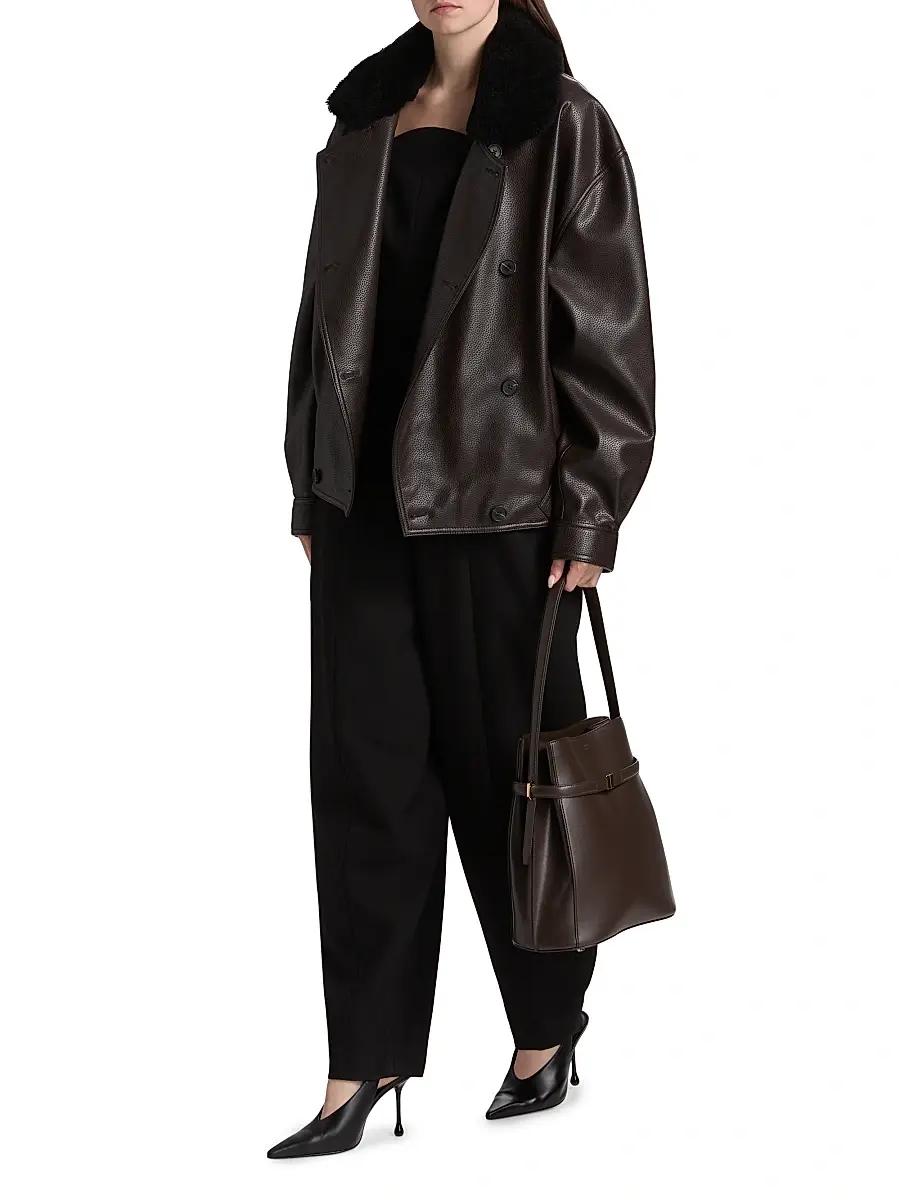 Et Ochs Women's Murphy Faux-Leather Oversized Bomber Jacket - Espresso | Thumbnail 2