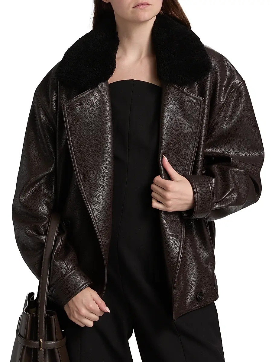 Et Ochs Women's Murphy Faux-Leather Oversized Bomber Jacket - Espresso | Thumbnail 3