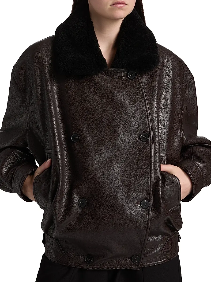 Et Ochs Women's Murphy Faux-Leather Oversized Bomber Jacket - Espresso | Thumbnail 6