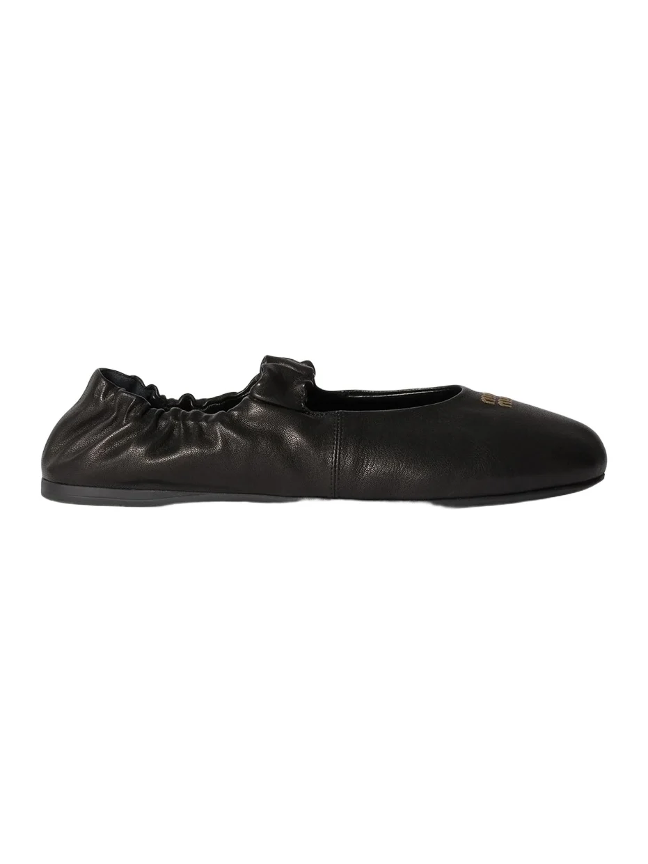 Miu Miu Women's Ruches Nappa Leather Ballerinas