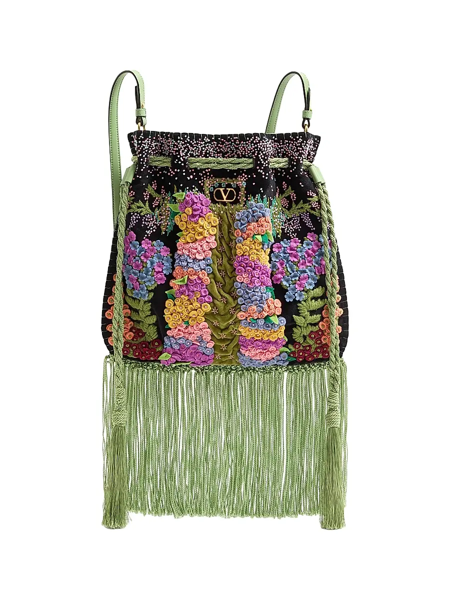 Valentino Garavani Women's Nellcote Alice Embroidered Shoulder Bag - Black Multicolor | Image 1 Valentino Garavani Women's Nellcote Alice Embroidered Shoulder Bag - Black Multicolor | Image 1