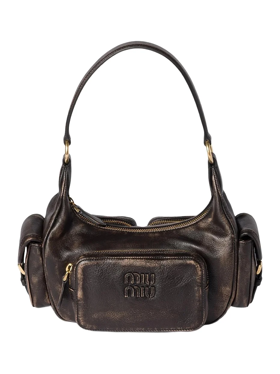 Miu Miu Women's Pocket Nappa Leather Shoulder Handle Bag