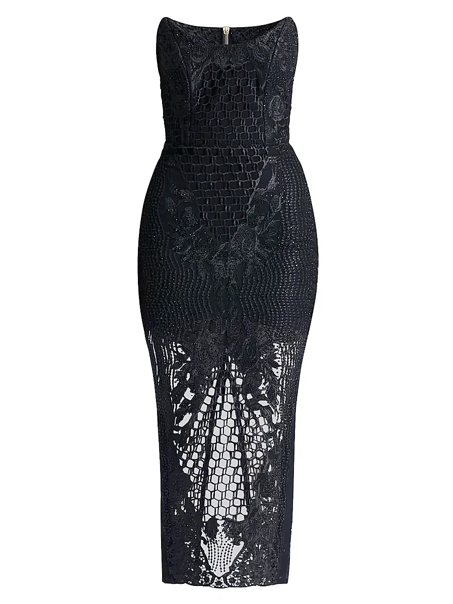 Zhivago Women's Imprint Lace Strapless Midi-Dress - Black | Image 1 Zhivago Women's Imprint Lace Strapless Midi-Dress - Black | Image 1