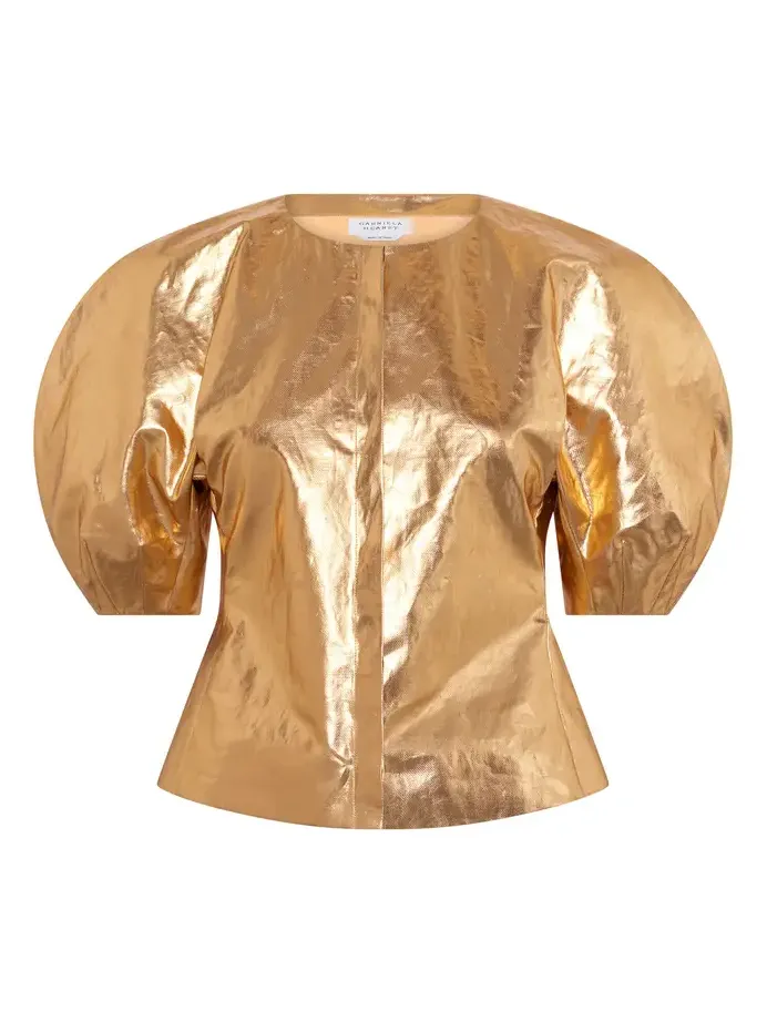Gabriela Hearst Waverly Foiled Linen Top