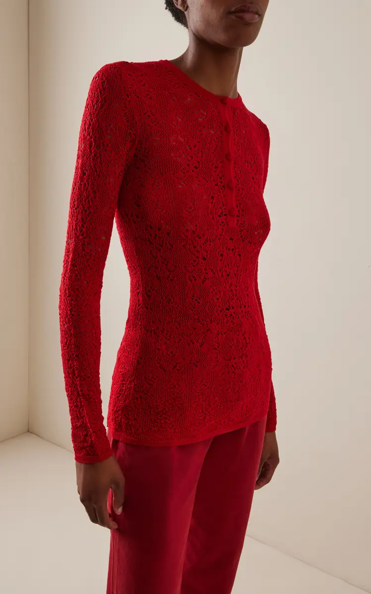 Gabriela Hearst Gaviran Wool-Lace Henley Top | Thumbnail 3 Gabriela Hearst Gaviran Wool-Lace Henley Top | Thumbnail 3