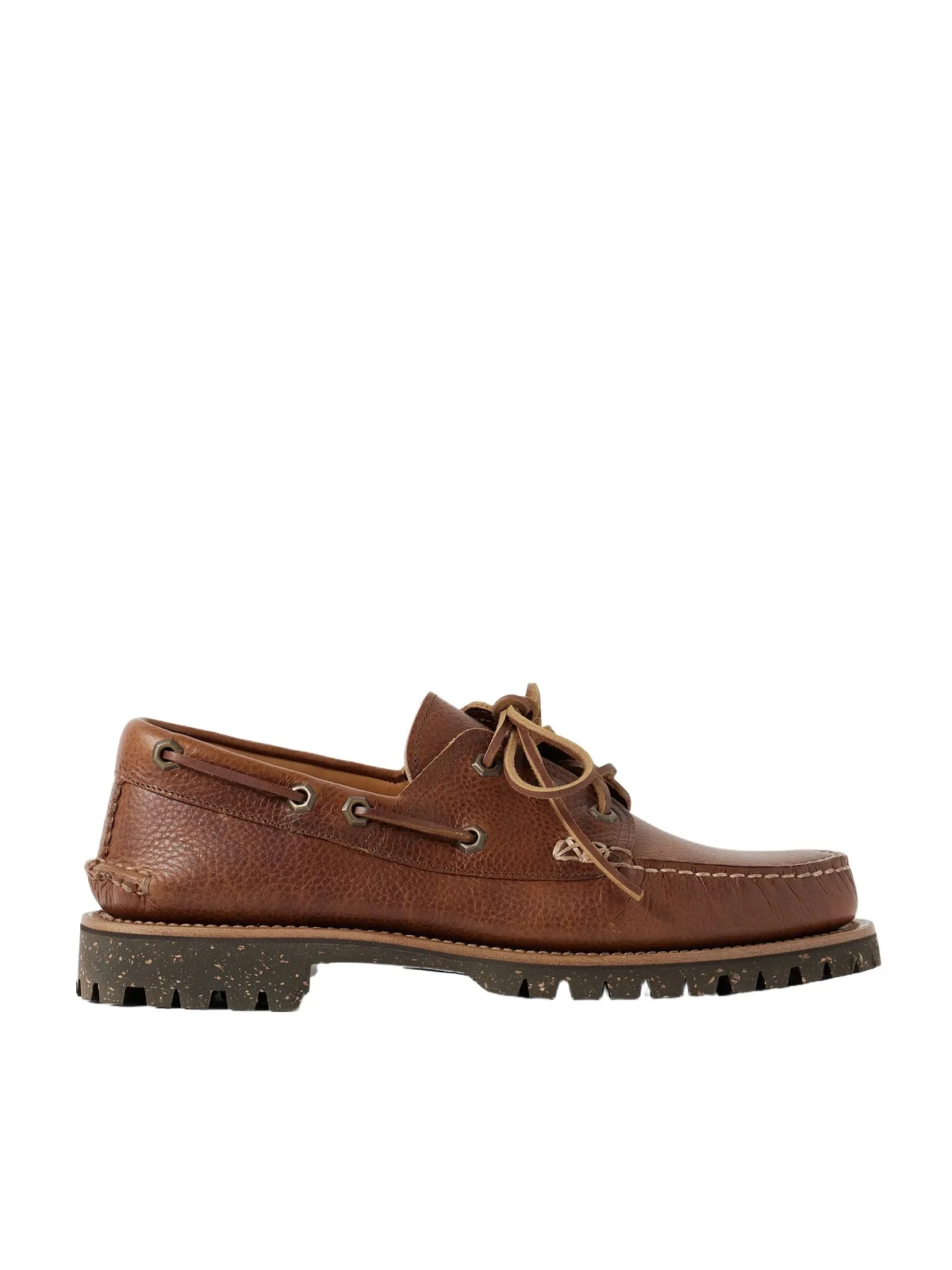 Yuketen Hex Eye Pebble-Grain Leather Boat Shoes - Men