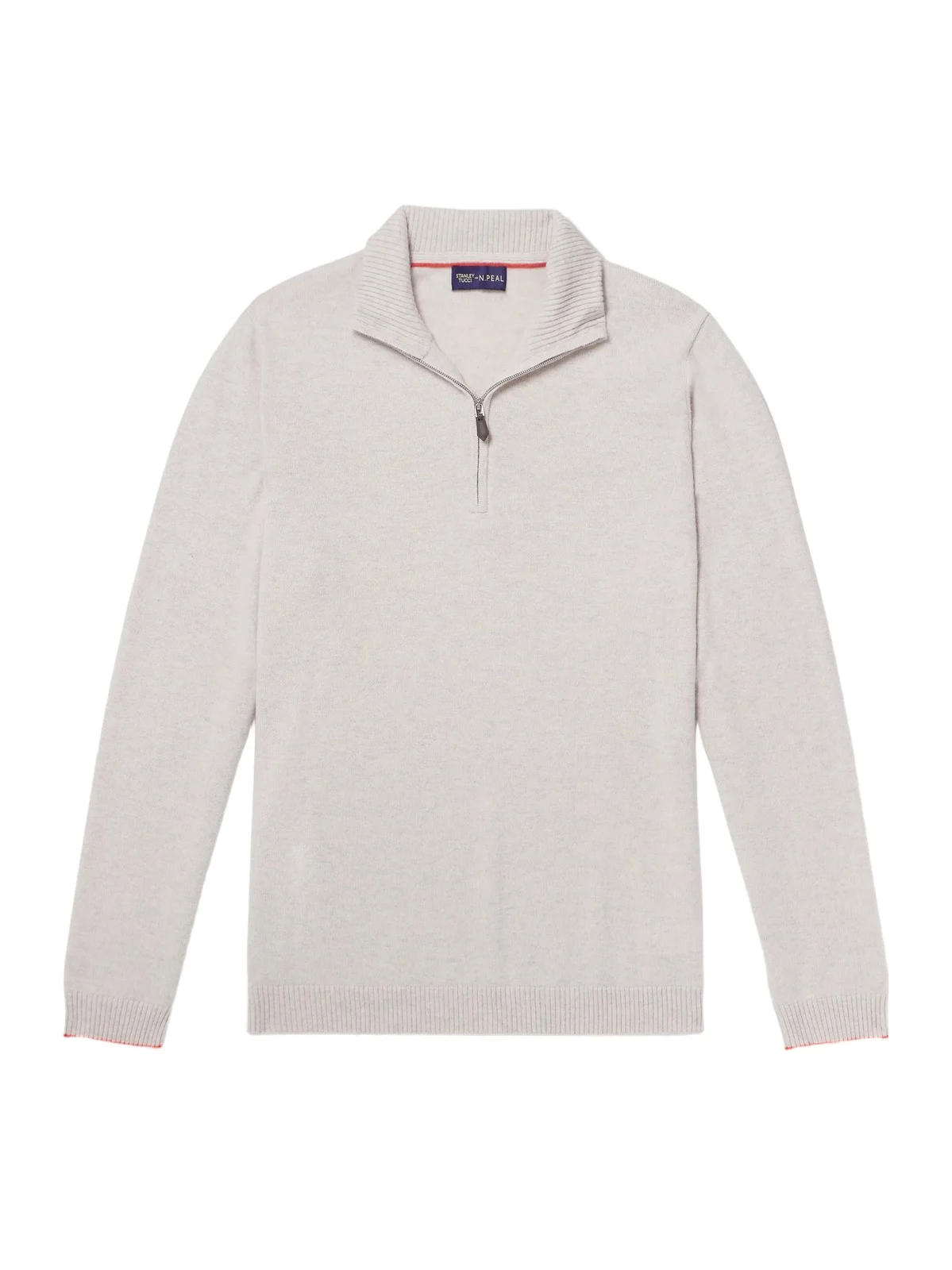 Cashmere Tucci Leather-Trimmed Half-Zip Sweater - Men Cashmere Tucci Leather-Trimmed Half-Zip Sweater - Men