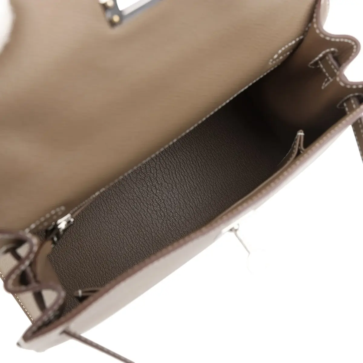 HERMÈS Hermes Kelly Sellier 25 Etoupe Epsom Palladium Hardware | Thumbnail 8 HERMÈS Hermes Kelly Sellier 25 Etoupe Epsom Palladium Hardware | Thumbnail 8