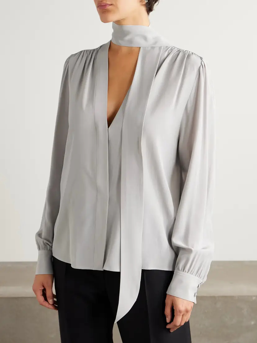 Tom Ford Tie-neck Silk Crepe De Chine Blouse | Thumbnail 3