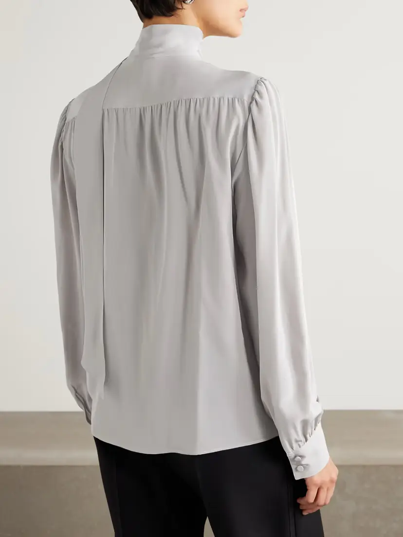 Tom Ford Tie-neck Silk Crepe De Chine Blouse | Thumbnail 4
