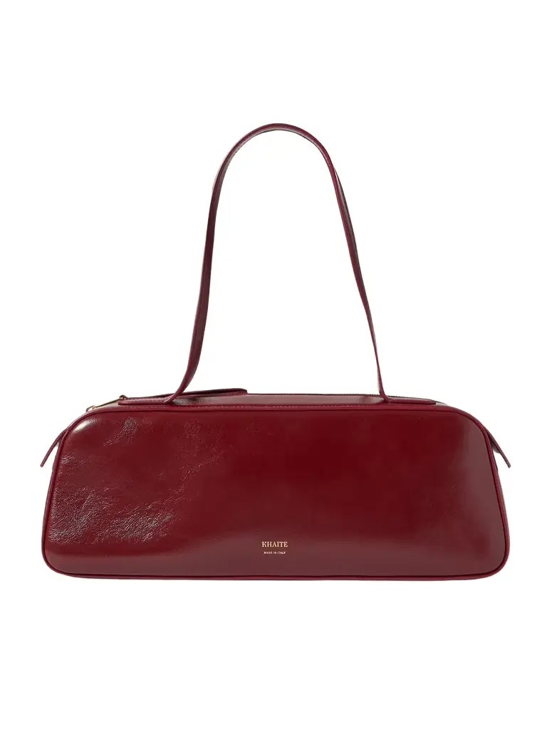 Simona Crinkled Patent-leather Shoulder Bag