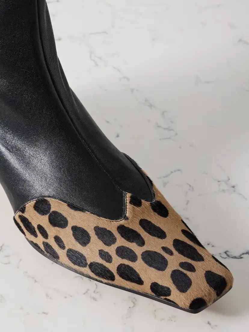Khaite Nevada Leather And Leopard-print Calf Hair Ankle Boots | Thumbnail 5 Khaite Nevada Leather And Leopard-print Calf Hair Ankle Boots | Thumbnail 5
