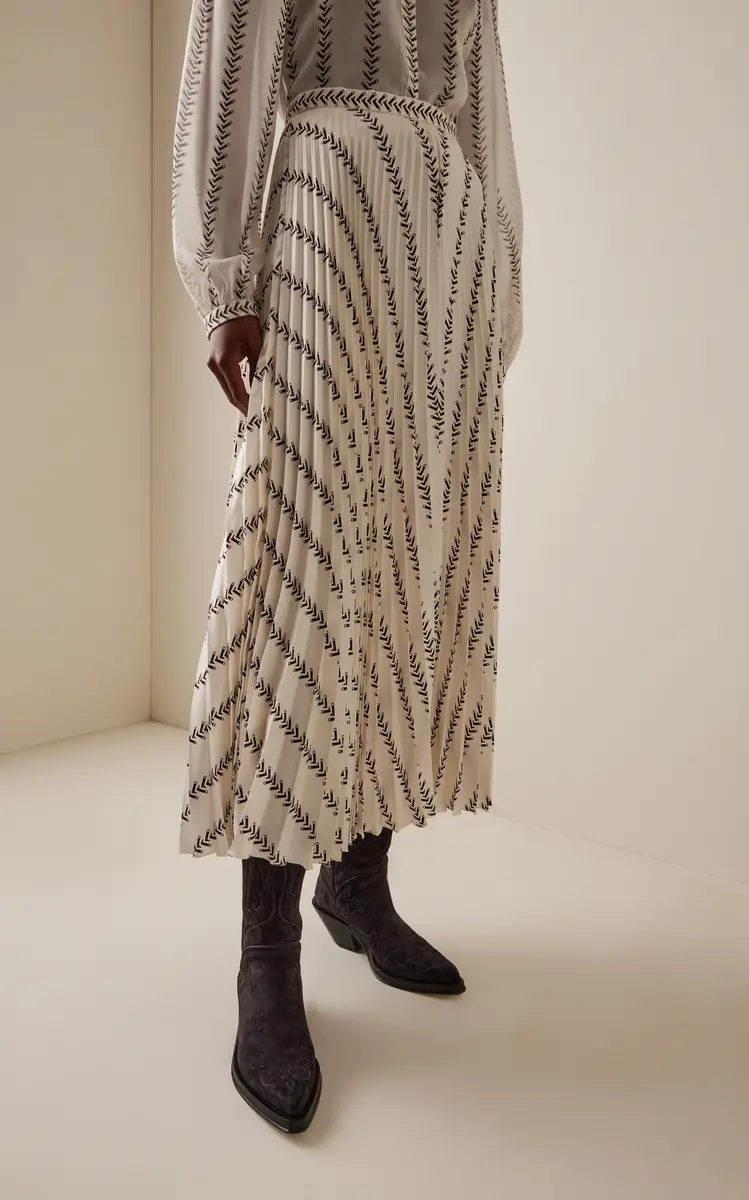 Gabriela Hearst Eames Boot-Striped Silk Plissé Midi Skirt | Thumbnail 3 Gabriela Hearst Eames Boot-Striped Silk Plissé Midi Skirt | Thumbnail 3