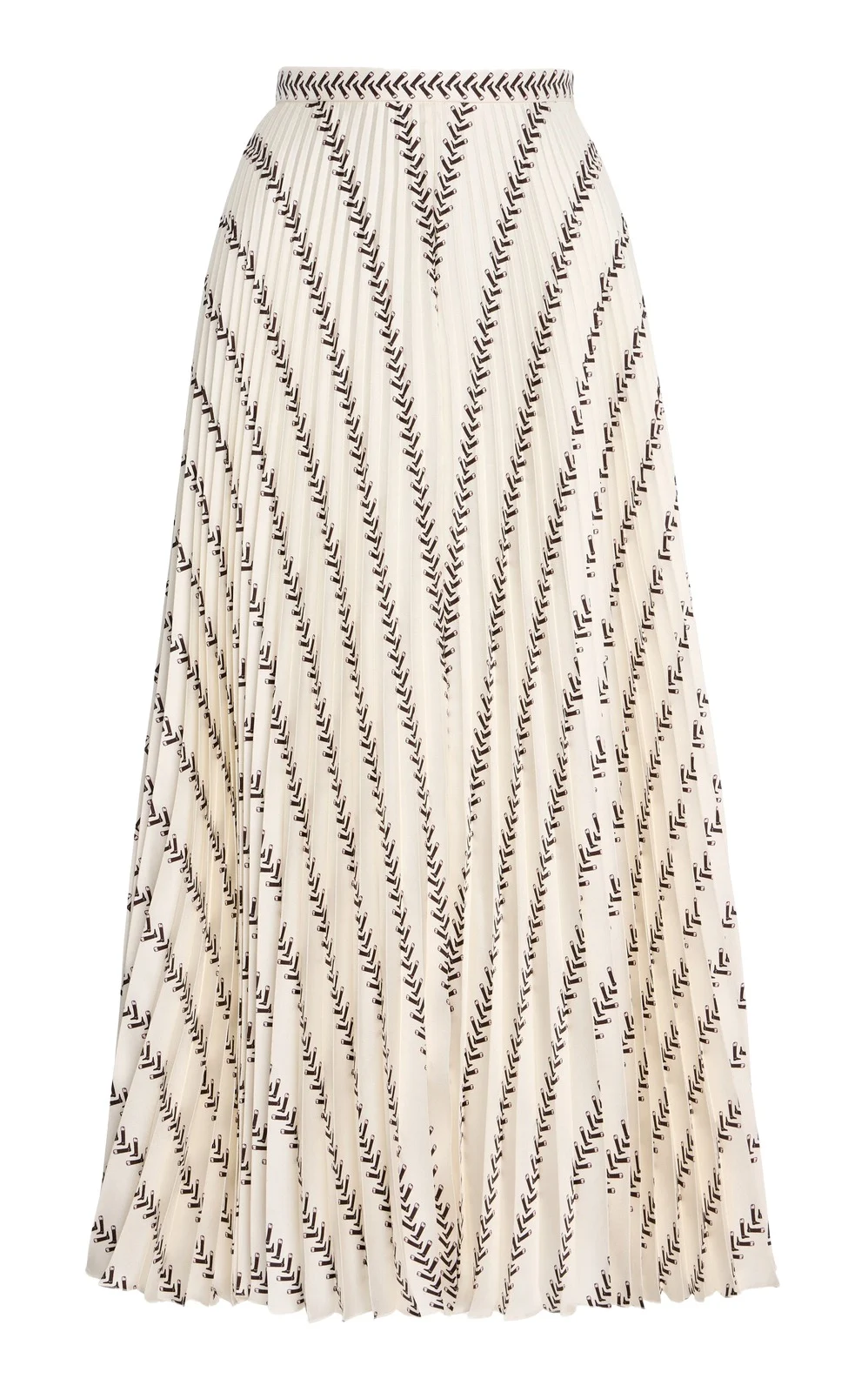 Gabriela Hearst Eames Boot-Striped Silk Plissé Midi Skirt