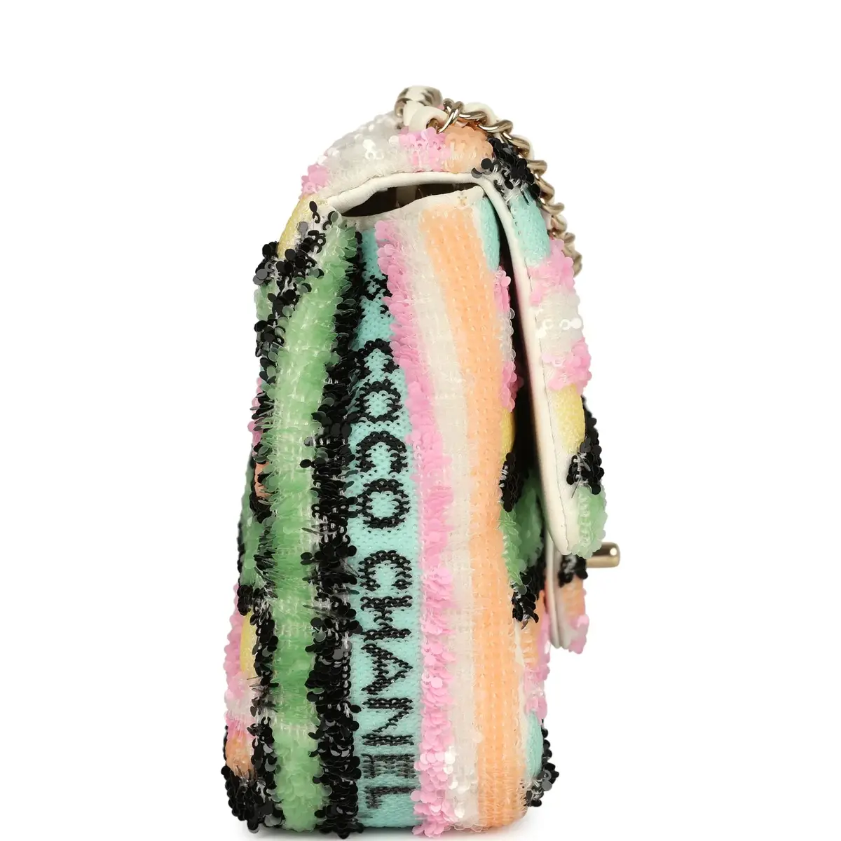 Chanel Chanel Mini Striped Coco Flap Bag Multicolor White Sequins Light Gold Hardware | Thumbnail 3 Chanel Chanel Mini Striped Coco Flap Bag Multicolor White Sequins Light Gold Hardware | Thumbnail 3